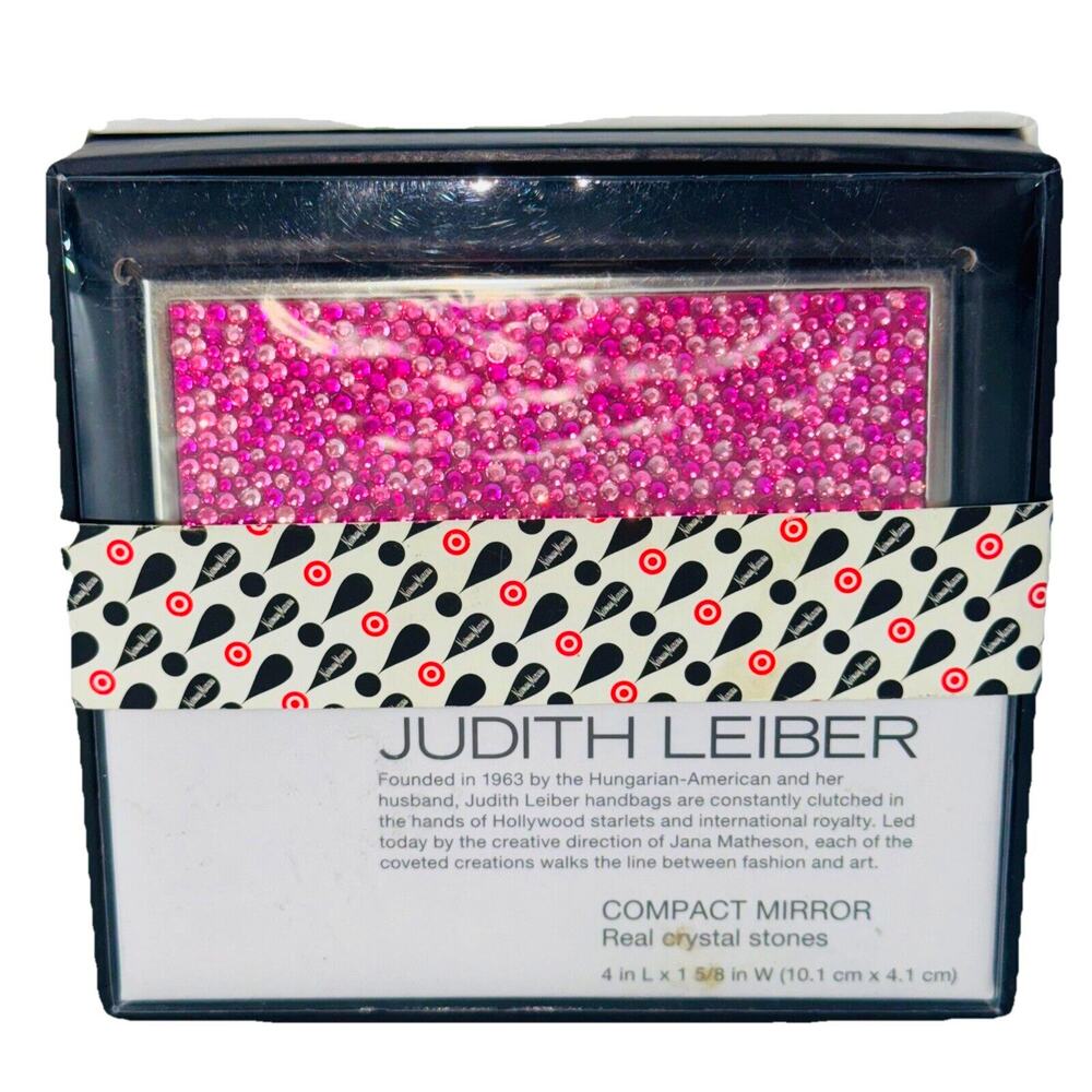 NEW Judith Lieber Target Neiman Marcus PINK Real Crystal Compact Mirror Makeup